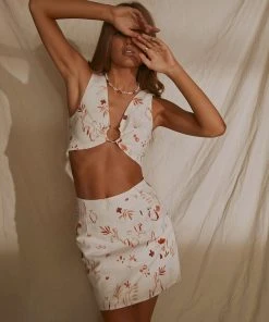 Peppermayo Exclusive New & Most Loved From The Beach Linen Mini Skirt - Safari