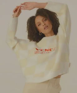 Vacancy Supply New & Most Loved Grand Prix Knit Jumper - Off White Check