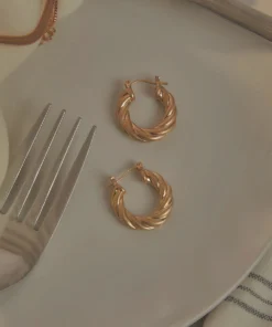 Peppermayo New Accessories Under The Sun Twist Hoop Earrings - Gold