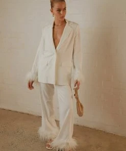 Peppermayo Exclusive Shake It Off Feather Pants - Snow - Pre-Order New & Most Loved