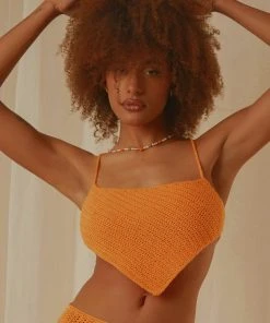 Peppermayo Exclusive Cancun Crochet Halter Top - Tangerine - Pre-Order