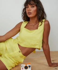 Cools Club Square Neck Top - Lemon New & Most Loved