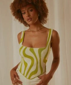 Peppermayo Exclusive Alfresco Nights Bustier Top - Lime Wave