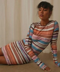 Peppermayo The Holiday Mini Dress - Multi Stripe New & Most Loved