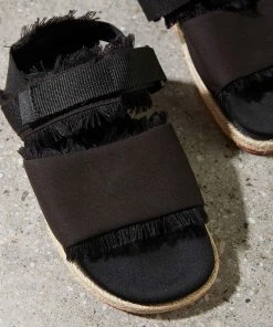 Superga 1911 Fringed Sandal Organic Canvas Rope - 005 Black 9 Superga 1911 Fringed Sandal Organic Canvas Rope - 005 Black