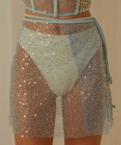 Peppermayo Exclusive Double Rainbow Mini Skirt - Sky Blue - Pre-Order