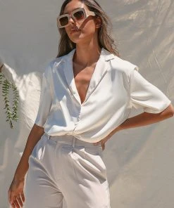 Peppermayo Exclusive Dream States Shirt - Ivory Satin New & Most Loved