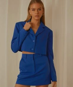 Peppermayo Exclusive Mariah Cropped Blazer - Cobalt