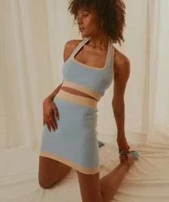 Peppermayo Exclusive Sunday Morning Knit Mini Skirt - Baby Blue