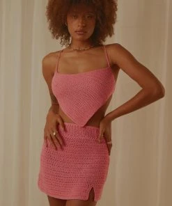 Peppermayo Exclusive Island Sun Crochet Mini Skirt - Pink