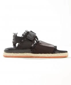 Superga 1911 Fringed Sandal Organic Canvas Rope - 005 Black 10 Superga 1911 Fringed Sandal Organic Canvas Rope - 005 Black