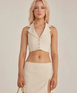 Riley Hubatka X Peppermayo New & Most Loved Trend Set Vest Top - Creme