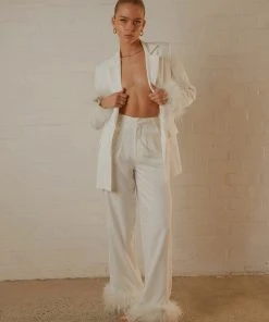 Peppermayo Exclusive Shake It Off Feather Pants - Snow - Pre-Order New & Most Loved