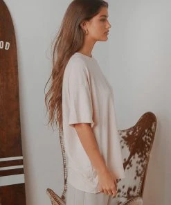 Afends Slay Hemp Oversized Tee - Ash Pink New & Most Loved