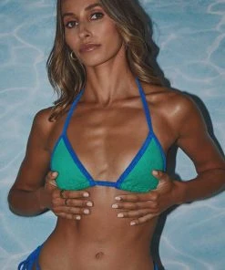 Peppermayo Exclusive Holidae Triangle Bikini Top - Jade Green Towelling