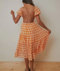 Peppermayo Blissful Midi Dress - Orange Check 9 Peppermayo Blissful Midi Dress - Orange Check