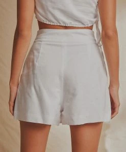 National Breast Cancer Foundation X Peppermayo New & Most Loved Sunset Walks Linen Shorts - White