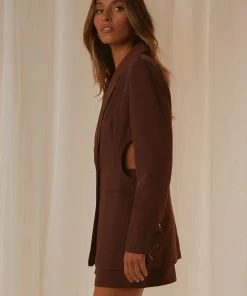 Peppermayo Exclusive Fashion Confidential Cut Out Blazer - Chocolate New & Most Loved 8 Peppermayo Exclusive Fashion Confidential Cut Out Blazer - Chocolate New & Most Loved
