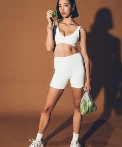 LaHana Swim Pippa Biker Short - Ribbed White New & Most Loved