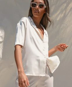 Peppermayo Exclusive Dream States Shirt - Ivory Satin New & Most Loved