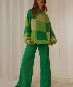 Peppermayo Exclusive Tulum Nights Knit Jumper - Green Patchwork New & Most Loved