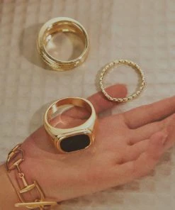 Peppermayo New & Most Loved Turlington Ring Set - Gold & Black
