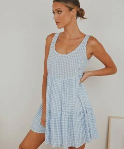 Peppermayo Facing The Sun Mini Dress - Blue Gingham
