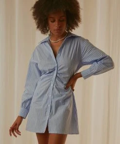 Peppermayo Exclusive Solana Shirt Dress - Blue Stripe