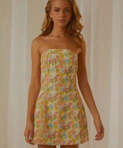 Peppermayo Exclusive Champagne And Flowers Mini Dress - Blossom