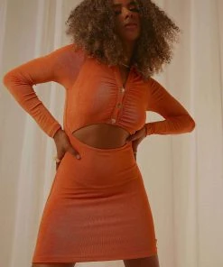 Peppermayo Elena Long Sleeve Dress - Orange New & Most Loved