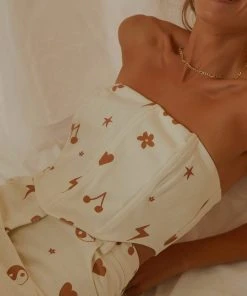 Peppermayo Exclusive Fashion Flashback Bustier - Chocolate 90s Motif