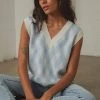 Peppermayo Young Forever Knit Vest - Blue Check New & Most Loved