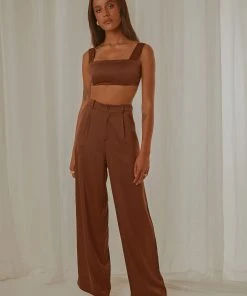 Peppermayo Exclusive New & Most Loved Milano Satin Pant - Choc Brown