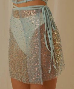 Peppermayo Exclusive Double Rainbow Mini Skirt - Sky Blue - Pre-Order