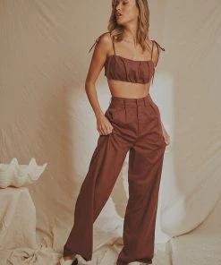 National Breast Cancer Foundation X Peppermayo Valencia Linen Pants - Choc Brown