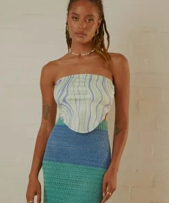 Peppermayo Peretti Crop Top - Blue Multi