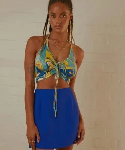 Peppermayo Can't Stop The Beat Crop - Blue Paisley New & Most Loved