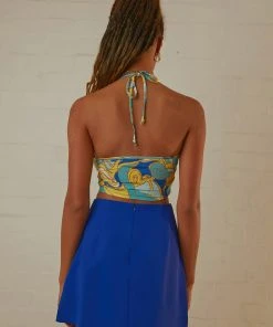 Peppermayo Can't Stop The Beat Crop - Blue Paisley New & Most Loved