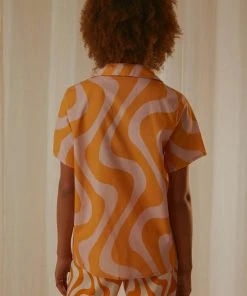 Peppermayo Exclusive Feels Like Sunday Shirt - Orange Wave New & Most Loved