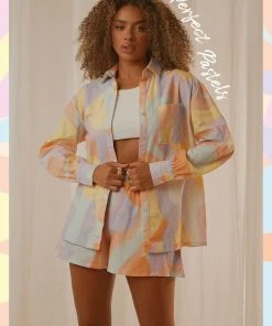 Peppermayo Exclusive New & Most Loved Emme Linen Shirt - Pastel Wave