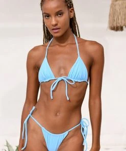 VDM The Label Marley Bikini Top - Sky Towelling And Matte Sky New & Most Loved