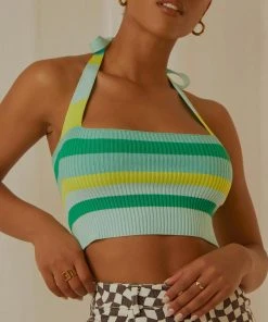 Peppermayo Exclusive Alba Knit Crop - Ocean Stripe New & Most Loved
