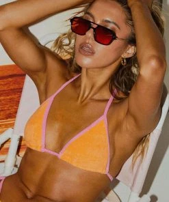 Peppermayo Exclusive New & Most Loved Holidae Triangle Bikini Top - Orange Towelling