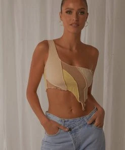 Peppermayo Come Along Crop - Beige Multi