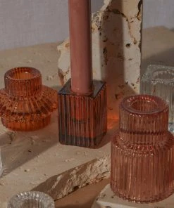 Candle Co Enzo Vintage Taper Holder - Amber New & Most Loved