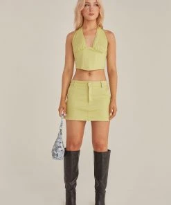 Riley Hubatka X Peppermayo Feel The Sun Drill Mini Skirt - Sage New & Most Loved