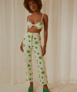 Peppermayo Exclusive Keep Your Heart Pants - Green Wild Poppies