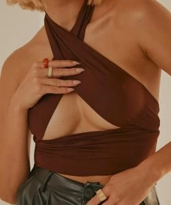 Peppermayo Exclusive New & Most Loved Essie Multi Halter Top - Choc Brown