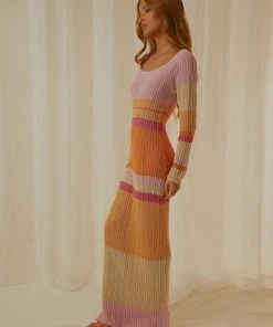 Peppermayo Exclusive Love Ride Crochet Maxi Dress - Sunset Stripe - Pre-Order New & Most Loved