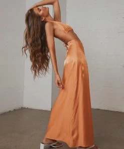 Peppermayo Exclusive Long Nights Midi Skirt - Orange Shimmer New & Most Loved
